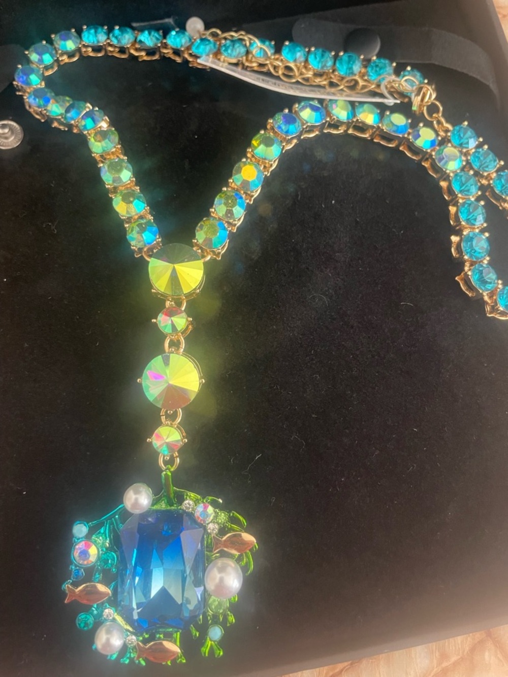 Betsey Johnson Mermaid Jewels Blue Crystal Rhinestone Sealife Y
Drop Necklace